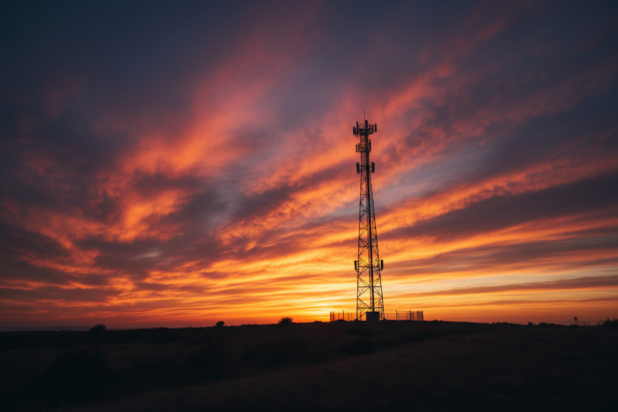 cellular tower with beautiful sky