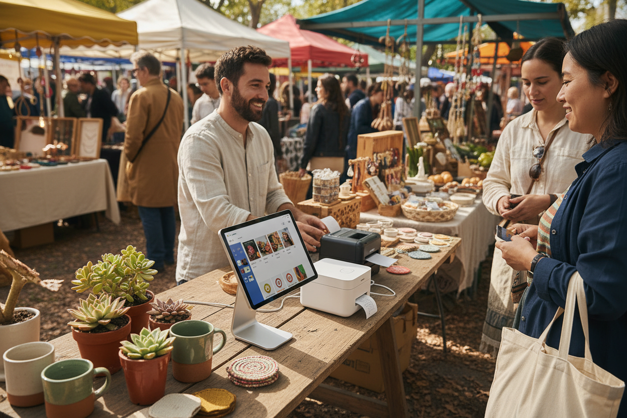 point of sale at a pop up market